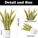 Artificial Realistic Snake Plant 21.5" with White Pot | Fake Sansevieria Greenery Plants Faux Snake Plant for Home Office Living Room Housewarming Gifts Indoor Decor-LightYellow