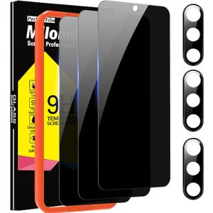 Milomdoi [3+3 Pack] for Samsung Galaxy S23 Privacy Screen Protector Tempered Glass Accessories 3 Pack Privacy Screen Samsung Galaxy S23 5G 3 Pcs camera Lens Protector Case fingerprint Suitable (6.1 Inch)