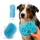 4 x Dog/Cat Curry Brush for Grooming - Tubby Potato - Removable Screen, Grooming Massage Bath Brush, Soft Shampoo Scrubber, Washing Scrub Comb with Silicone Bristles for Short & Long Hair Pets