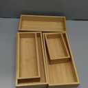 Bamboo Drawer Organizer Set, 5-Piece Storage Trays for Kitchen, Bathroom, Office Desk, Makeup & Junk Drawers,Utensils