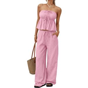 LILLUSORY 2 Piece Sets for Women Summer 2026 Vacation Travel Beach Outfits Lounge Matching Casual Airport Clothes (S)