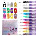 12 Color Acrylic Paint Pen Set, Kalolary Nail Art Polish Pens Nail Point Graffiti Dotting Pen Drawing Painting Liner Brush for DIY Nail Art Beauty Adorn Manicure Tools