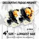 2 x Crow Magnet 4 Inch 2-Pack Corvus  Strong Vinyl Decorative Animal Magnets for Fridge Locker Kitchen Office  Cute Fun Aesthetic Cool Durable & Long-Lasting Souvenir ID44999