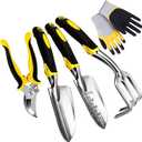 5 Pcs Gardening Tools Set,Garden Hand Tools Set Including Gloves, Pruner, Rake, Transplant Trowel and Trowel for Gardener, Garden Tools Kit