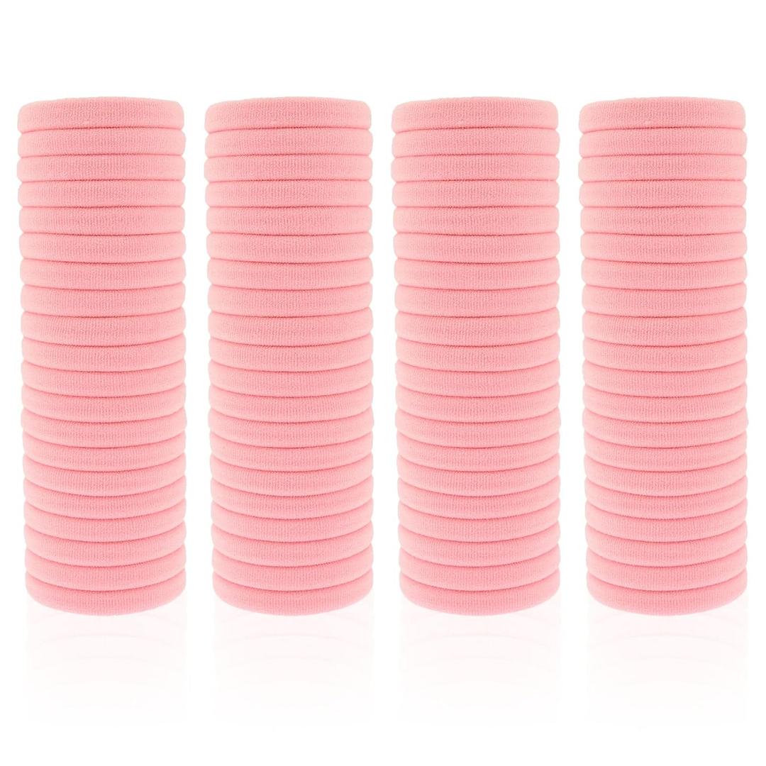 100 Pack Seamless Hair Ties for Women Girls Ponytail Holders for Thick Hair (light pink)