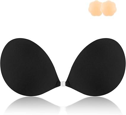 Niidor Sticky Bra Women's Strapless Backless Invisible Push up Silicone Bra with Nipple Covers B Cup