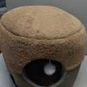 Cat Bed Cave for Indoor Cats, 2-in-1 Foldable Cat Cave & Lounge Bed with Reversible Cushion, Calming Anti-Anxiety Enclosed House for Small Dogs & Puppies, Donut Cozy Hideaway, 17.5 Inches (Brown)
