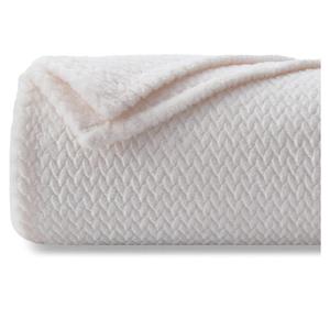 Super Soft Throw Blanket Ivory Premium Silky Flannel Fleece Leaves Pattern Lightweight Bed Blanket All Season Use, King Size 104×90 Inches