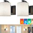 Battery Operated Wall Sconce Set of 2, Black Cordless Rechargeable Wall Sconces with Dimmable LED Bulb, 13 Colors Wall Lights for Bedroom Living Room Hallway