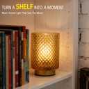 ULAROOM Battery Operated Lamp,Cordless Glass Accent Table Lamp with Timer for Bedside,Small Decorative Lamp with Warm White LED Bulb for Nightstand/Bookshelf/Entryway/Tabletop Counter Decor(Amber)