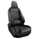 Premium Perforated Napa Leather Car Seat Covers Semi Universal Fit with Lumbar Support, Storage Bag for SUV Sedan Truck (Black, Front Row Single seat)