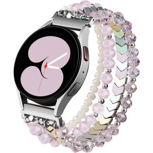 Lerobo Beaded Bracelet Band Compatible with Galaxy Watch 7/6/5/4/Active 2 40mm 44mm/Watch 4 Classic 42mm 46mm/6 Classic 43mm 47mm/5 Pro 45mm, Women Girl 20mm Handmade Fashion Stretchy Watch Band