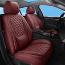 Car Seat Covers Front Seats Burgundy, Luxury Faux Leather Women Waterproof Non-Slip Seat Protector Universal Fit for Most Cars SUVs Trucks Pick-ups Car Accessories Interior(Wine Red-Front Seats)