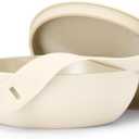 W&P Porter Plastic Bowl Lunch Container w/ Protective Non-slip Exterior, Cream 1 Liter | Lid & Snap-tight Silicone Strap | Food Storage, Bento Box, Meal Prep | BPA-Free Plastic