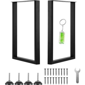 Metal Table Legs Heavy Duty, 28H x 18W(Bear Up to 1300lb),Metal Furniture Legs for Dining Desk Bench and Coffee Table, Industrial Black DIY Iron Bench Legs, Set of 2