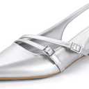 IDIFU Women's Flat Shoes Pointed Toe Strappy Slingback Ballet Flats Wedding Office Work Bridal Formal Dress Shoes for Women Dressy Comfortable Cute Trendy Ladies Flats (7)