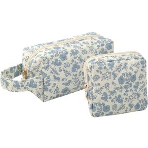 LLDXMWE Floral Makeup Bag Set for Women Girls Cosmetic Travel Toiletry Bag