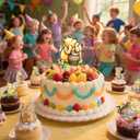 2 x Acrylic Winnie Pooh Party Decorations Set with the Cake Topper, Cupcake Toppers (48 Pcs) for Baby Shower, 1st Birthday - Classic Vintage Design