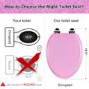 Angol Shiold Glitter Toilet Seat Molded Wood Elongated Toilet Seat with Quietly Close and Quick Release Hinges, Easy to Clean also Easy to Install (Elongated 18.5'', Pink)
