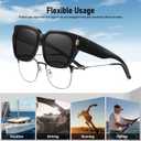 HAOLOTA Polarized Fit Over Glasses Sunglasses for Women Men Trendy Square Wrap Around Shades UV Protection (L Size 01 Black/Grey)