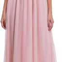 Women's Elegant Sleeveless Deep V Neck Mesh Ruffle Long Formal Party Evening Dress (S)