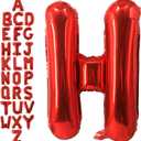 40 Inch Red Letter H Balloons, DIY Phrase Foil Alphabet Letter H Balloons DIY Word H Banner for Birthday Anniversary Celebration Graduation Party Supplies Decoration