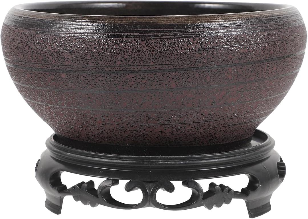 Ceramic Lotus Pot with Base 7.08In Non-Porous Hydroponic Planter for Water Lily Daffodil Flower Indoor Outdoor Garden Decor