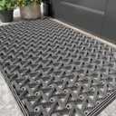 Color&Geometry Door Mat Outside Entrance with Drainage, Rubber Heavy Duty Dirt Trapper Waterproof Outdoor Welcome Mat, Outdoor Mats All Weather for Front Back Door Patio Entryway Entry,19"X30" Grey (1'7" x 2'6" (Rectangular))