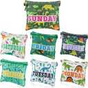 Paterr 7 Pcs Packing Cubes for Travel Kids Day of Week Compression Packing Bags Colorful Luggage Suitcase Organizers Bag for Travel (Dinosaur)