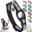 SCENEREAL Dog Collar with Airtag Holder for Medium Dogs, Reflective, Safety Locking Buckle, Soft Nylon Pet Collars Adjustable for All Breeds, Black M (M (Neck 15"-20.8", Width 4/5"))