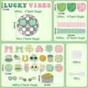 112Pcs St. Patricks Day Bulletin Board Classroom Decoration Lucky Vibe Cutouts Shamrock Clover Gold Coin Sticker Name Tags School Home Party Supplies Classroom Chalkboard Wall Door Decor