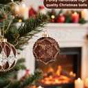 Ciaell 12PCS Brown Velvet Christmas Ornaments - 3.15inch Christmas Tree Balls - Shatterproof Plastic Balls Xmas Hanging Ornaments with Gift Box for Holiday Indoor Outdoor Decorations