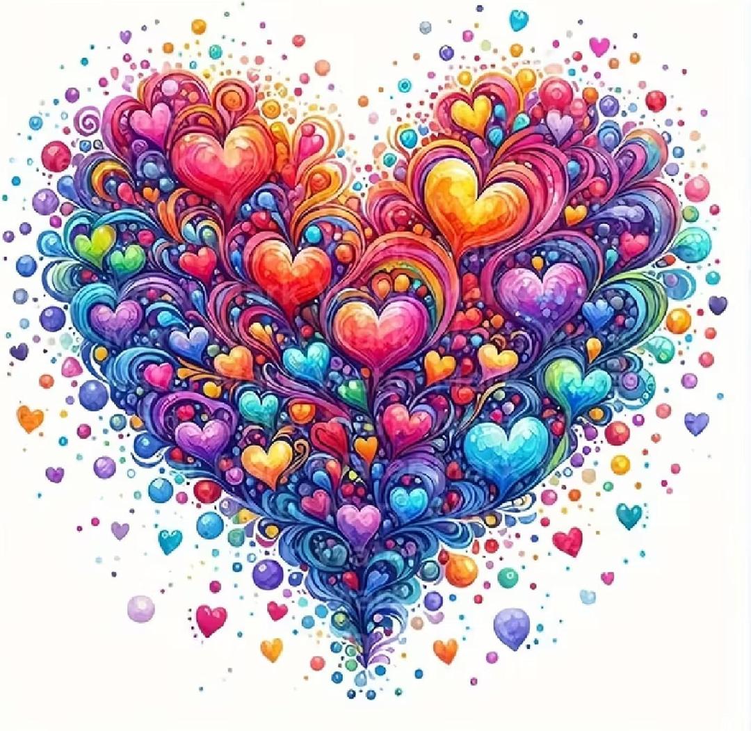 JFYHAB 5D Heart Diamond Painting Kits for Adults, Heart Diamond Art Kits for Adults Beginner, DIY Full Drill Diamond Dot Gem Painting for Home Wall Decor 12x12inch