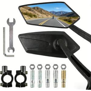 Space-Saving, Clear-View, Secure-Grip Bike Mirrors 2 Pack for Handlebars. Flat Pentagonal Universal Fit Design, 360° Adjustable Scratch-Resistant Bicycle and Ebike Rear View Mirrors, Pair for Adult Ro