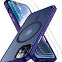2 x SPIDERCASE Designed for iPhone 13 Case/iPhone 14 Case, [Military-Grade Drop Tested][with 2 pcs Tempered Glass Screen Protector] [Compatible with Magsafe][Soft Silky Touch] Slim Protective Case-Purple