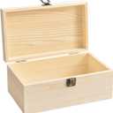 Voittozege Large Unfinished Wooden Box with Hinged Lid Unfinished Wooden Storage Box 10.6 x 8 x 5.7 Inch Wood Box Unfinished Large Keepsake Box for Jewelry, Art Hobbies, DIY lovers and Home Storage