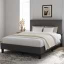 Novilla Queen Size Bed Frame Upholstered Platform Queen Bed Frame with Adjustable Headboard, Strong Weight Capacity, No Box Spring Needed, Easy Assembly, Grey