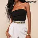 SANSTHS 3 PACK Women Leather Belts for Jeans Pants Dresses Fashion Ladies Waist Belt with Gold Square Buckle (Brown)