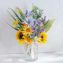 LUEUR Artificial Silk Sunflower with Vase Fake Flowers in Vase Centerpiece Coffee Table Decor, Fake Plant Blue Daisy Flower Arrangement for Spring & Summer Decorations Indoor Home Office Living Room (Yellow)