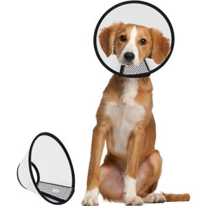 Dog Cone After Surgery, Adjustable Pet Recovery Collar for Dogs and Cats, Plastic Elizabethan Neck E-Collar Stop Licking Wounds (L) (L (Neck:13.8-15.7in))