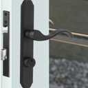 ReigaHood US Flat Slot Storm Door Handle Complete Set Fits for Larson and Wright Screen Door Hardware, 2-1/2" Handle PZ, 7/8" Backset, 7-1/4" Trimplate H.C., Non-Handed, Matte Black