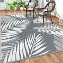 GENIMO Outdoor Rug 10' x 14' Waterproof for Patios Clearance, Reversible Outdoor Plastic Straw Camping Rug Carpet, Large Area Rugs Mats for RV, Camper, Deck, Balcony, Porch, Beach, Picnic, Grey&White