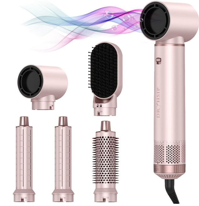 5 in 1 Hot Air Brush - Blow Dryer Brush & Air Curling Wrap Styler with Negative Ion Technology, Hair Dryer Brush for Drying, Curling, Straightening & Styling, Professional Hair Styling Tools