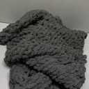 CLOUDS HUG Chunky Knit Blanket Throw - 100% Hand Knitted Chunky Throw Blanket for Couch, Thick and Warm Blanket for Winter, Dark Grey, 50x60 Inches
