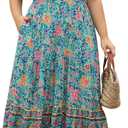 Nemidor Plus Size Women Maxi Dress Boho Casual Long Pocket (Blue, 4XL)