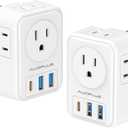 US to UK Plug Adapter 2 Pack, AUOPLUS Type G Ireland Travel Adapter with 4 Electrical Outlets 3 USB Charger, International Power Adapter, Cruise Ship Essentials for USA to Scotland England British