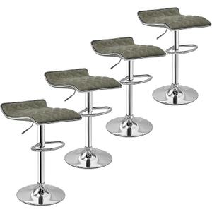 VECELO Bar Stools Set of 4, Adjustable Bar Stools, Bar Height Stools for Kitchen Counter (Dark Green)