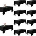 10 Pack Black Tablecloths 60x102 Inch Black Table Cloth for 6 Foot Rectangle Tables, Wrinkle Resistant Rectangular Tablecloth Washable Polyester Fabric Table Covers for Party Banquet Wedding Buffet
