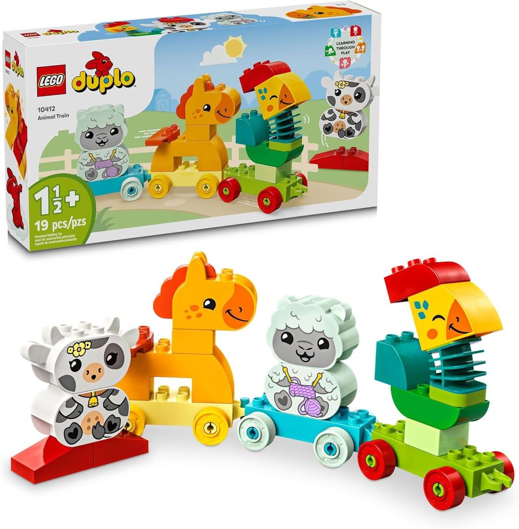 LEGO DUPLO My First Animal Train Building Set and Horse Toy, Educational Toy for Toddlers Ages 1-3 with 4 Animal Figures, Creative Nature Birthday Gift for Preschoolers, 10412