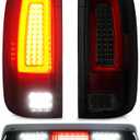 Tail Light + 3rd Third Brake Cargo Lamp for 2004 2005 2006 2007 2008 Ford F-150, High Mount Stop Light Rear LED Taillight Assembly, FO2800182 FO2801182 5L3Z13405CA 6L3Z13405BA 4L3Z13405AA 166-00377AL (Smoked Lens)